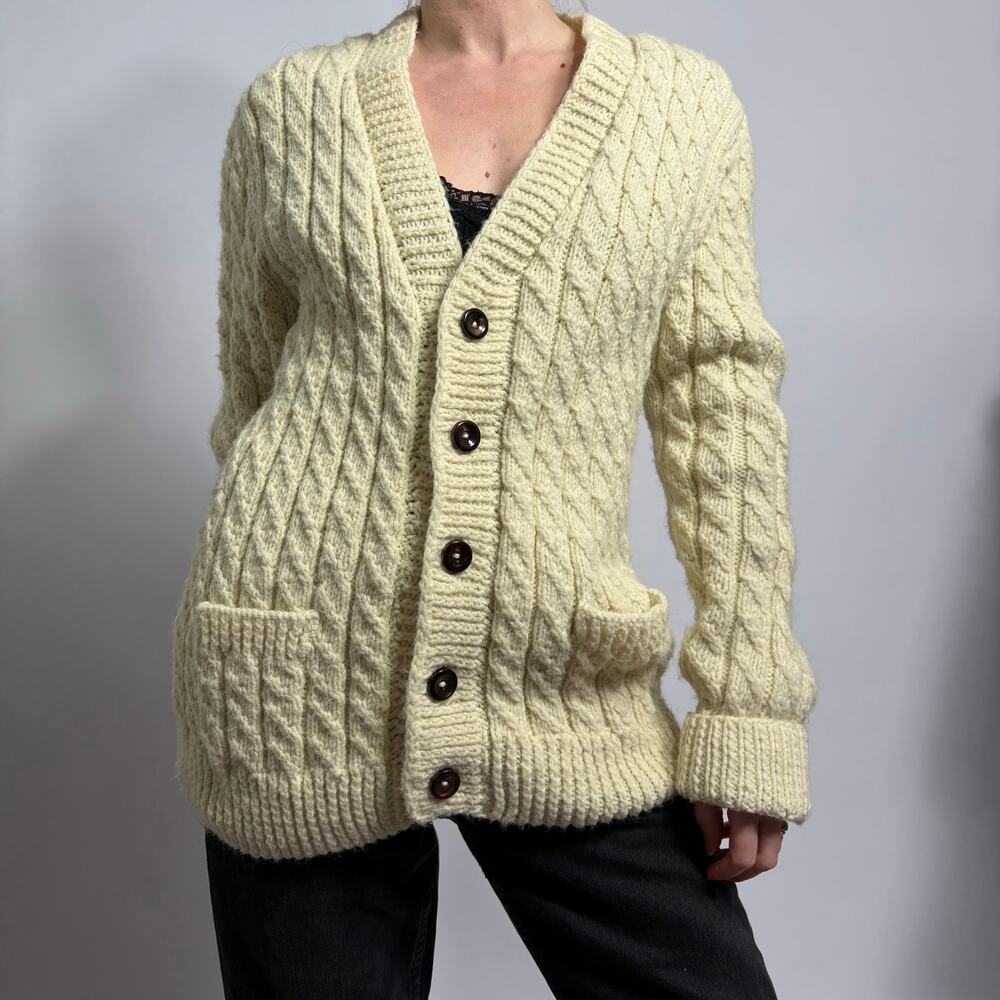 Fisherman's Cable Knit Cardigan - Cream